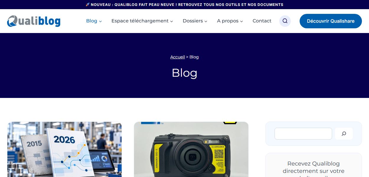 Page Blog du site Qualiblog, refonte Mooood
