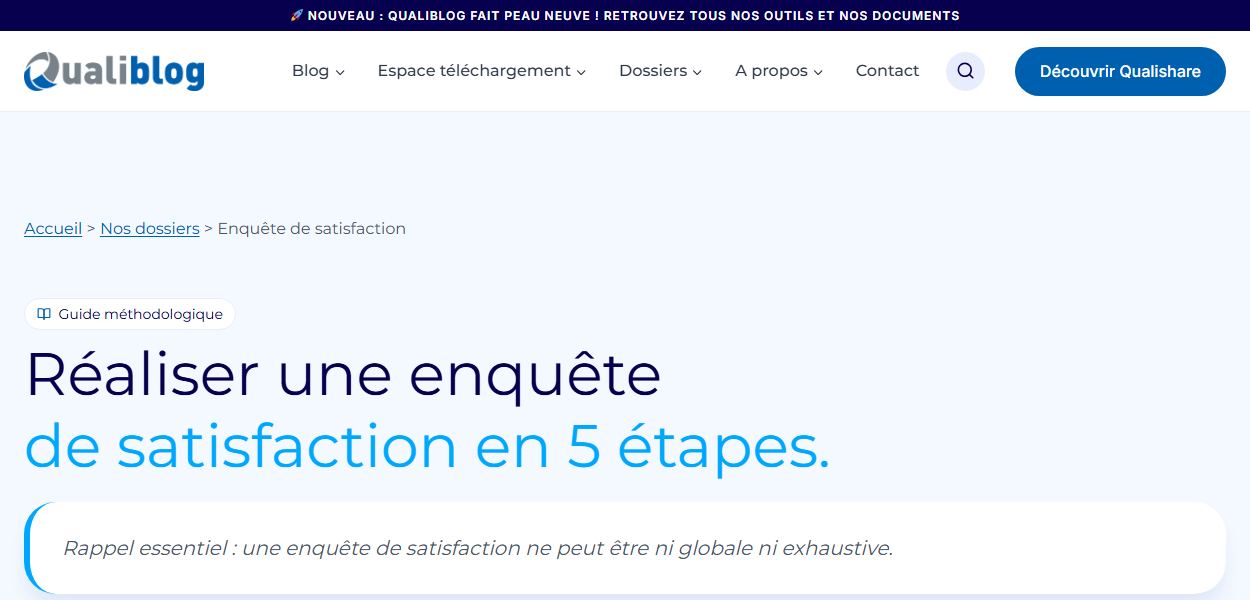 Dossier enquête de satisfaction du site Qualiblog, refonte Mooood